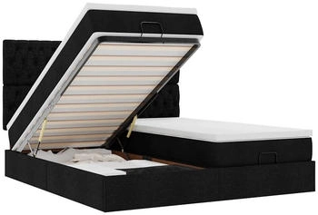 vidaXL Ottoman-Bett mit Matratzen & LEDs Schwarz 160x200 cm Stoff (3314557)