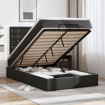 vidaXL Ottoman-Bett mit Matratze Schwarz 120x200 cm Kunstleder (3312996)