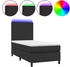 vidaXL Boxspringbett mit Matratze & LED Schwarz 90x190 cm Kunstleder (3135795)