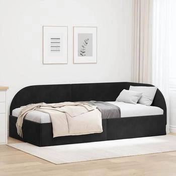 vidaXL Eckbettgestell mit Kopfteil Schwarz 90 x 200 cm Samt (42016651)