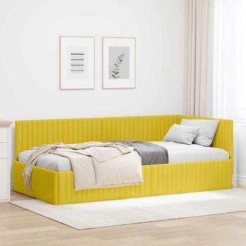 vidaXL Eckbettgestell mit Kopfteil Gelb 100 x 200 cm Samt (42016282)