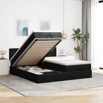 vidaXL Ottoman-Bett mit Matratzen & LEDs Schwarz 160x200 cm Stoff (3312838)