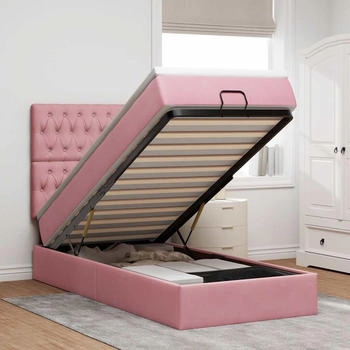 vidaXL Ottoman-Bett mit Matratzen Rosa 80x200 cm Samt (3313510)