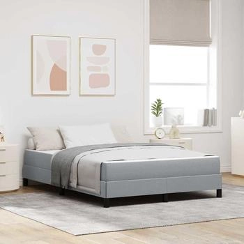 vidaXL Boxspringbett mit Matratze Hellgrau 140 x 190 cm Stoff (3398486)