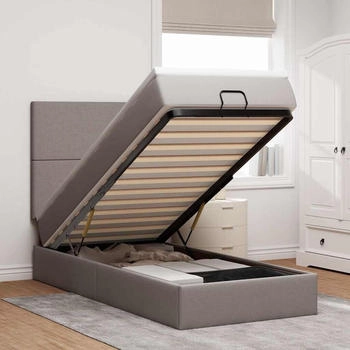vidaXL Ottomane Bett mit Matratze & LEDs Taupe 90x200 cm Stoff (3313896)