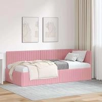 vidaXL Eckbettgestell Rosa 90 x 190 cm Samt