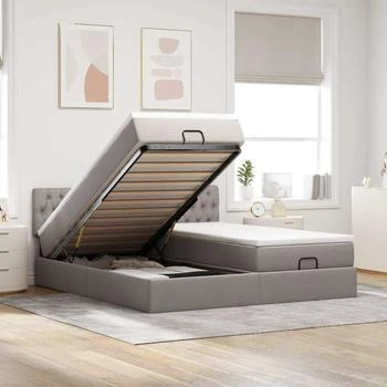 vidaXL Ottoman-Bett mit Matratzen Taupe 160x200 cm Stoff (3312012)