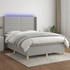 vidaXL Boxspringbett mit Matratze & LED Hellgrau 140x190 cm Stoff (3138949)