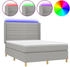 vidaXL Boxspringbett mit Matratze & LED Hellgrau 140x190 cm Stoff (3138949)