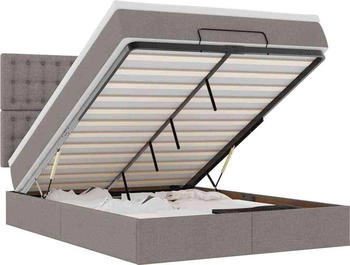 vidaXL Ottoman-Bett mit Matratze & LEDs Taupe 140x200 cm Stoff (3314180)