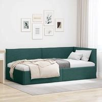 vidaXL Eckbettgestell mit Kopfteil Dunkelgr&uuml;n 80 x 200 cm Stoff