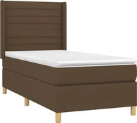 vidaXL Boxspringbett mit Matratze Dunkelbraun 90x190 cm Stoff