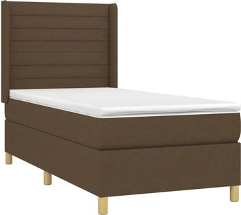 vidaXL Boxspringbett mit Matratze Dunkelbraun 90x190 cm Stoff (3132036)