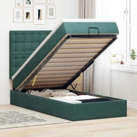 vidaXL Ottoman-Bett mit Matratzen Dunkelgr&uuml;n 90x190 cm Samt