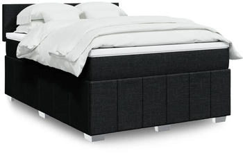 vidaXL Boxspringbett mit Matratze Schwarz 140x190 cm Stoff (3289358)