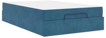 vidaXL Bettgestell mit Matratze mit Speicher Blau 120 x 190 cm Samt (3399550)