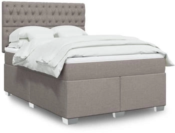 vidaXL Boxspringbett mit Matratze Taupe 160x200 cm Stoff (3290550)