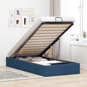 vidaXL Ottoman-Bett ohne Matratze Blau 90x200 cm Stoff (3310853)