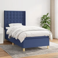 vidaXL Boxspringbett mit Matratze Blau 90x190 cm Stoff