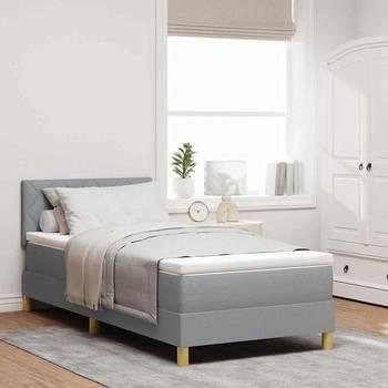 vidaXL Boxspringbett mit Matratze Hellgrau 90 x 190 cm Stoff (3338958)