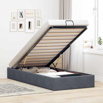vidaXL Ottoman-Bett ohne Matratze Dunkelgrau 90x190 cm Samt (3310932)