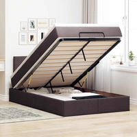 vidaXL Ottoman-Bett mit Matratze & LEDs Dunkelbraun 120x190 cm Stoff