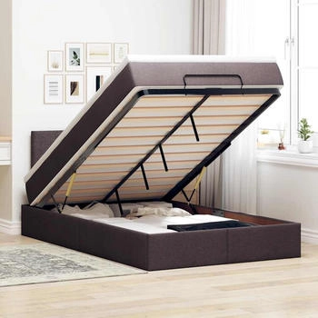 vidaXL Ottoman-Bett mit Matratze & LEDs Dunkelbraun 120x190 cm Stoff (3312211)