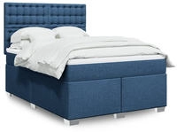 vidaXL Boxspringbett mit Matratze Blau 160x200 cm Stoff
