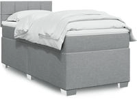 vidaXL Boxspringbett mit Matratze Hellgrau 140x190 cm Stoff