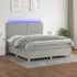 vidaXL Boxspringbett mit Matratze & LED Hellgrau 90x200 cm Stoff (3135405)
