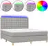 vidaXL Boxspringbett mit Matratze & LED Hellgrau 90x200 cm Stoff (3135405)
