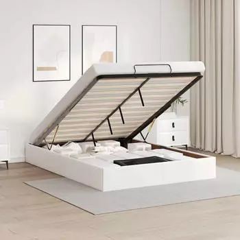 vidaXL Ottoman-Bett ohne Matratze Weiß 140x190 cm Kunstleder (3310800)