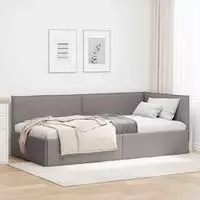vidaXL Eckbettgestell Taupe 90 x 200 cm Stoff
