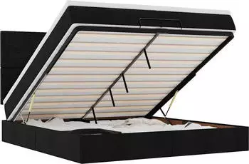 vidaXL Ottoman-Bett mit Matratzen & LEDs Schwarz 200x200 cm Stoff (3313950)