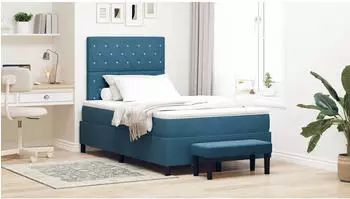 vidaXL Boxspringbett mit Matratze Dunkelblau 120 x 190 cm Samt (3344436)