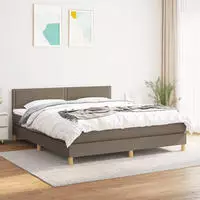 vidaXL Boxspringbett mit Matratze Taupe 120x200 cm Stoff