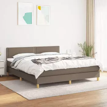 vidaXL Boxspringbett mit Matratze Taupe 120x200 cm Stoff (3140685)