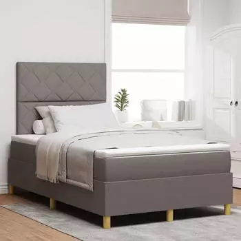 vidaXL Boxspringbett mit Kopfteil Taupe 120 x 200 cm Stoff (3339690)