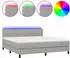 vidaXL Boxspringbett mit Matratze & LED Hellgrau 140x190 cm Stoff (3133389)
