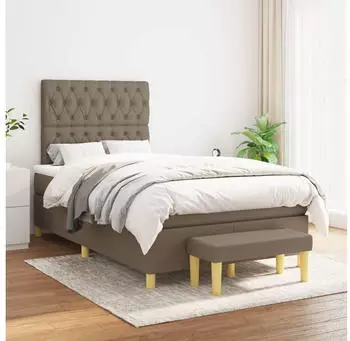 vidaXL Boxspringbett mit Matratze Taupe 120x200 cm Stoff (3137385)