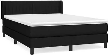 vidaXL Boxspringbett mit Matratze Schwarz 140x190 cm Stoff (3129867)