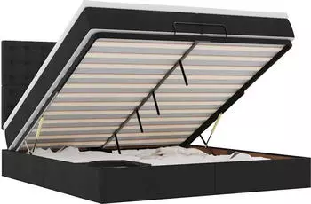 vidaXL Ottoman-Bett mit Matratzen & LEDs Schwarz 200x200 cm Stoff (3314199)