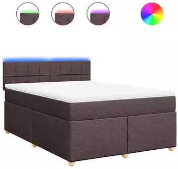 vidaXL Boxspringbett mit Matratze Dunkelbraun 140x200 cm Stoff (3289006)