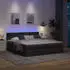vidaXL Ottomane Bett mit Matratze & LEDs Schwarz 180x200 cm Stoff (3312245)