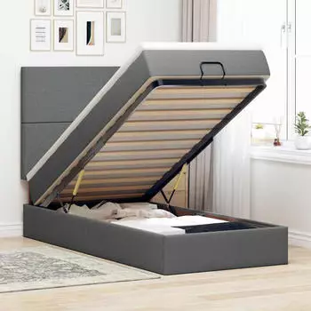 vidaXL Ottoman-Bett mit Matratze Dunkelgrau 80x200 cm Stoff (3313030)