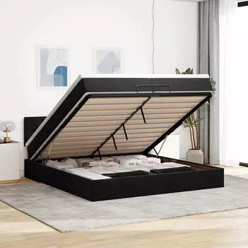 vidaXL Ottoman-Bett mit Matratze Schwarz 200x200 cm Samt (3311941)