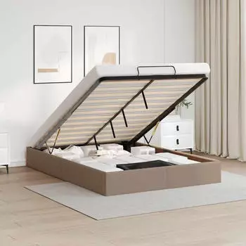 vidaXL Ottoman-Bett ohne Matratze Cappucino 140x190cm Kunstleder (3310803)