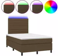 vidaXL Boxspringbett mit Matratze & LED Dunkelbraun 120x190 cm Stoff