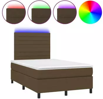 vidaXL Boxspringbett mit Matratze & LED Dunkelbraun 120x190 cm Stoff (3270207)