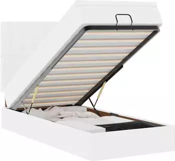 vidaXL Ottoman-Bett mit Matratze & LEDs Weiß 90x200 cm Kunstleder (3313831)